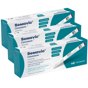 Купить: Набор 3 уп. Семавик 0,25/0,5/1 мг/доза 3 мл 1 шприц-ручка + 9 игл