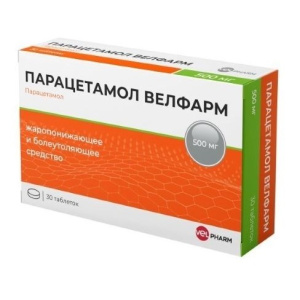 Купить: Парацетамол Велфарм 500 мг 30 шт таблетки