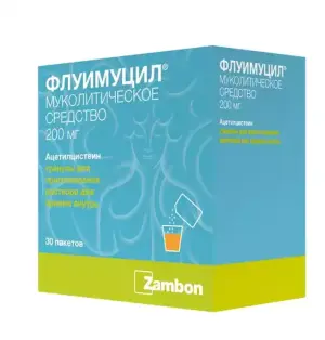 Купить Флуимуцил 200 мг 30 шт гранулы для приготовления раствора для приема внутрь