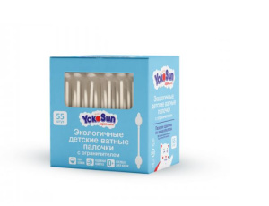 Купить: YokoSun 55 шт палочки ватные для детей экологичные с ограничителем 0+