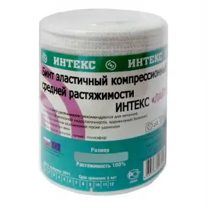 Купить Интекс Про бинт 10 см × 5 м эластичный средней растяжимости с застёжками с индикатором натяжения