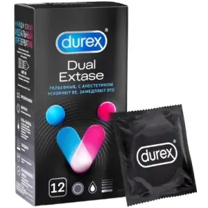 Купить Durex Dual Extase 12 шт презервативы с анестетиком