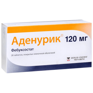 Купить: Аденурик 120 мг 28 шт таблетки покрытые пленочной оболочкой