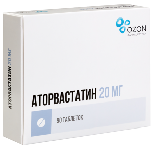 Купить: Аторвастатин 20 мг 90 шт таблетки покрытые оболочкой