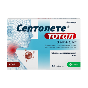 Купить: Септолете Тотал 16 шт таблетки для рассасасывания кола