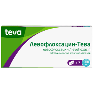 Купить: Левофлоксацин-Тева 500 мг 7 шт таблетки покрытые пленочной оболочкой