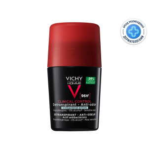 Купить: Vichy Homme Clinical Control 50 мл дезодорант-антиперспирант мужской  шариковый  с защитой от избыточного потоотделения 96 ч с цинком и перлитом