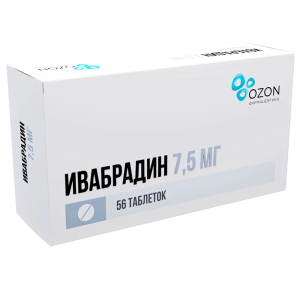 Купить: Ивабрадин 7,5 мг 56 шт таблетки покрытые пленочной оболочкой
