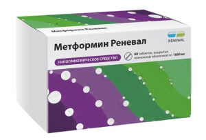 Купить: Метформин Реневал 1000 мг 60 шт таблетки покрытые пленочной оболочкой