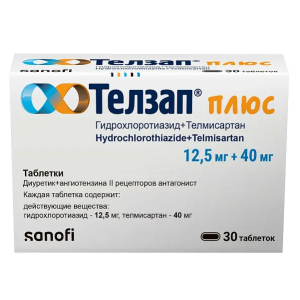 Купить: Телзап Плюс 12,5 мг + 40 мг 30 шт таблетки