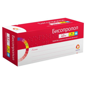 Купить: Бисопролол 2,5 мг 30 шт таблетки покрытые пленочной оболочкой