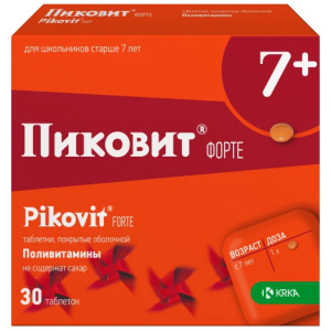 Купить: Пиковит Форте 7+ 30 шт таблетки покрытые оболочкой