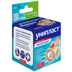 Купить: Унипласт  пластырь катушка 1 шт 2,5 см × 500 см  тканевая основа