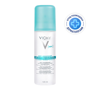 Купить: Vichy 125 мл дезодорант-антиперспирант аэрозоль против белых и желтых пятен спрей 48 ч