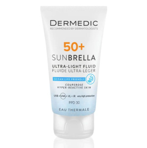 Купить: Dermedic Sunbrella SPF50+ 40 мл флюид ультра-легкий солнцезащитный для чувствительной кожи с хрупкими капиллярами