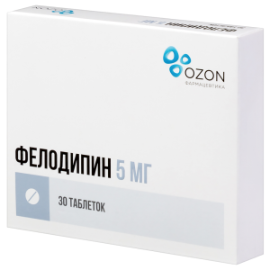 Купить: Фелодипин 5 мг 30 шт таблетки с пролонгированным высвобождением покрытые пленочной оболочкой