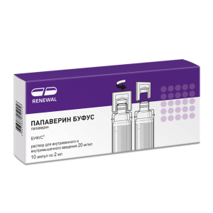 Купить: Папаверин Буфус Реневал 20 мг/мл 2 мл 10 шт раствор для внутривенного и внутримышечного введения