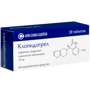 Купить: Клопидогрел 75 мг 28 шт таблетки покрытые пленочной оболочкой