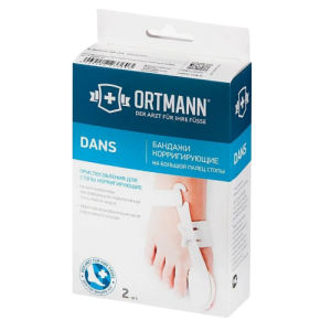 Купить:  Ortmann Dans 2 шт бандаж корригирующий на большой палец стопы размер S белый