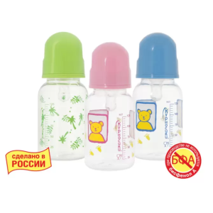 Купить: Курносики 125 мл бутылочка для кормления с крышкой и силиконовой соской 0+