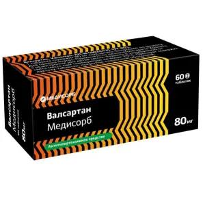 Купить Валсартан Медисорб 80 мг 60 шт таблетки покрытые пленочной оболочкой