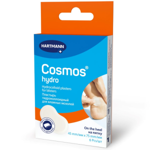 Купить: Cosmos Hydro 75 мм х 45 мм 5 шт пластырь гидроколлоидный для влажных мозолей на пятку