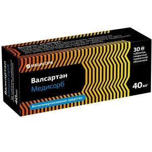 Купить Валсартан Медисорб 40 мг 30 шт таблетки покрытые пленочной оболочкой