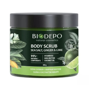 Купить: Biodepo 380 мл скраб для тела натуральный с морской солью имбирём и лаймом