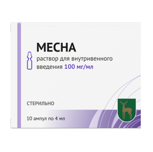 Купить: Месна 100 мг/мл 4 мл 10 шт раствор для внутривенного введения