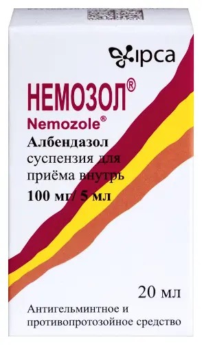 Купить: Немозол 100 мг/5 мл 20 мл суспензия для приема внутрь