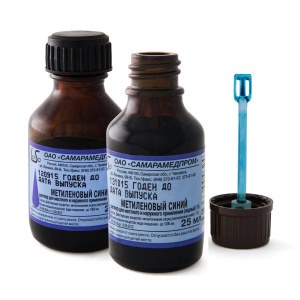 Купить: Метиленовый синий 1 % 25 мл раствор водный для наружного и местного применения флакон с помазком