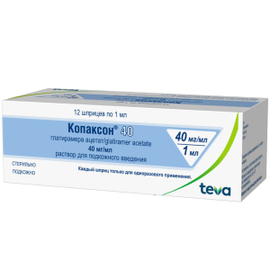 Купить: Копаксон 40 мг/1 мл 12 шт 1 мл раствор для подкожного введения шприц