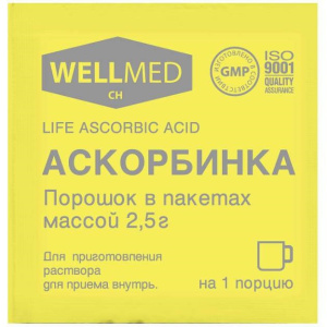 Купить: Аскорбинка Life Аsсorbiс acid 2,5 г 1 шт порошок в пакетах для приготовления раствора для приема внутрь