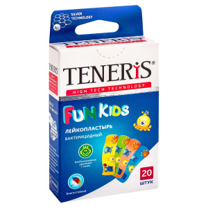 Купить: Teneris Fun Kids 20 шт пластырь с рисунком на полимерной основе