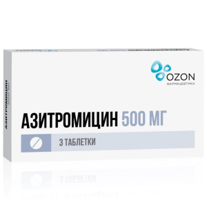 Купить: Азитромицин 500 мг 3 шт таблетки покрытые оболочкой