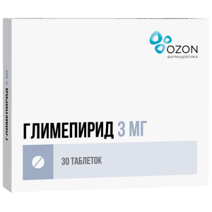 Купить: Глимепирид 3 мг 30 шт таблетки