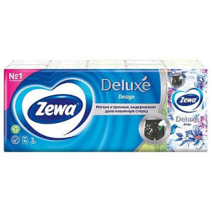 Купить: Zewa Deluxe 10 мм х 10 мм 10 шт платочки бумажные носовые 3-х слойные с дизайном