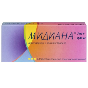 Купить: Мидиана 3 мг + 0,03 мг 63 шт таблетки покрытые пленочной оболочкой