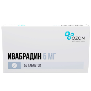 Купить: Ивабрадин 5 мг 56 шт таблетки покрытые пленочной оболочкой