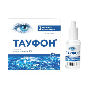 Купить: Тауфон 4% 10 мл 3 шт капли глазные флакон-капельница