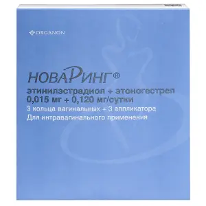 Купить НоваРинг 15 мкг + 120 мкг 3 шт кольцо вагинальное с аппликатором