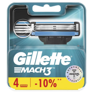 Купить: Gillette Mach 3 4 шт кассеты сменные