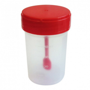 Купить: Контейнер 60 мл для сбора биоматериалов стерильный с ложкой