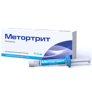Купить: Метортрит 10 мг/мл 1,75 мл 1 шт раствор для инъекций шприц в комплекте с иглой инъекционной