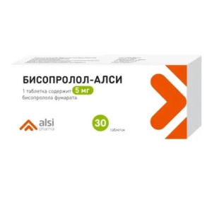 Купить: Бисопролол-Алси 5 мг 30 шт таблетки