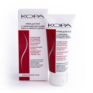 Купить: Kora крем для ног с эфирными маслами мяты и чайного дерева, 100 мл