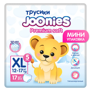 Купить: Joonies Premium Soft 17 шт трусики-подгузники размер XL 12-17 кг мини упаковка