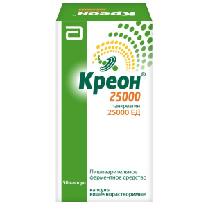 Купить: Креон 25000 50 шт капсулы кишечнорастворимые