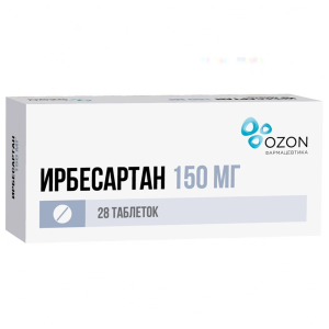 Купить: Ирбесартан 150 мг 28 шт таблетки покрытые пленочной оболочкой