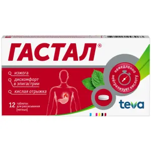 Купить Гастал 12 шт таблетки для рассасывания мята
